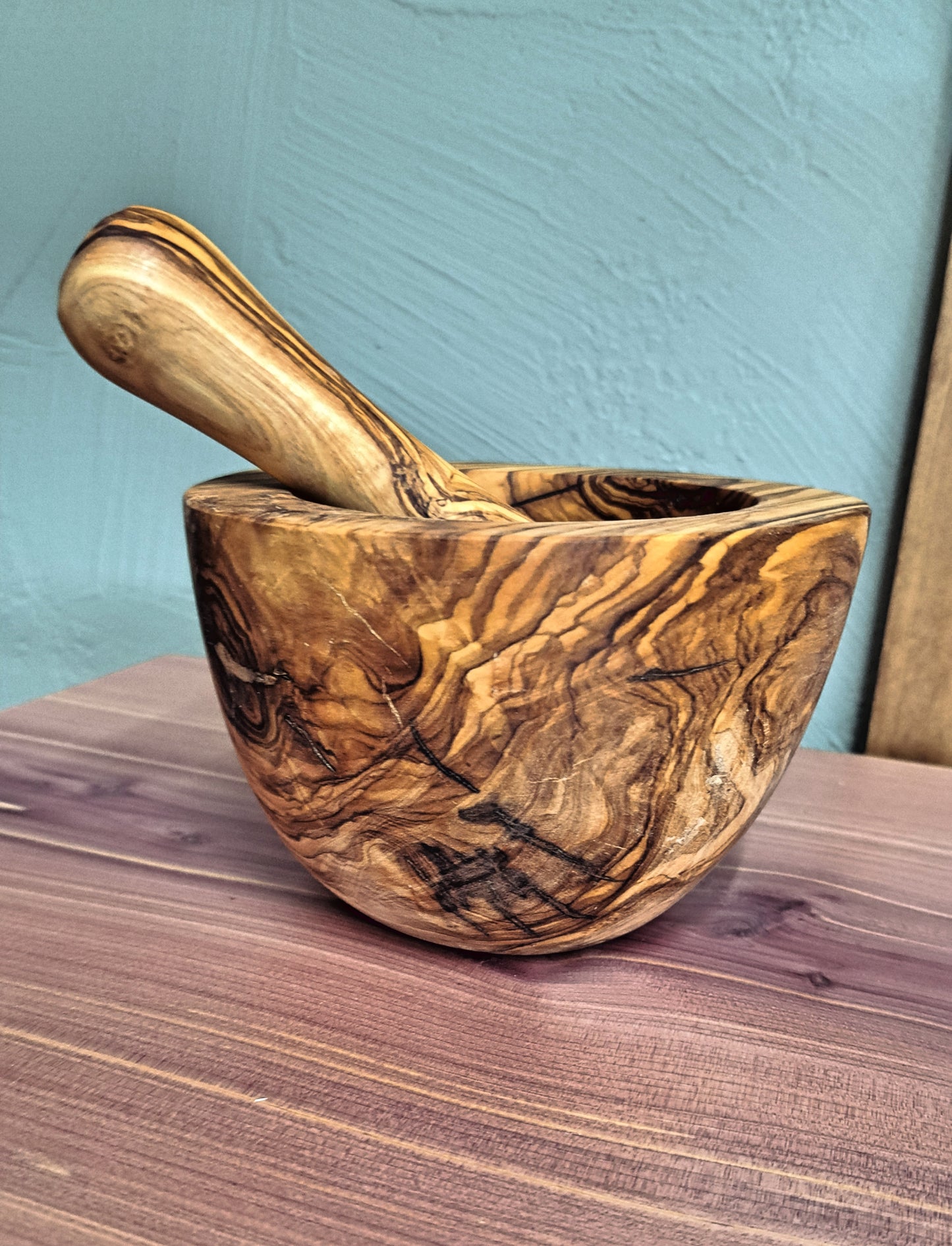 Handmade Olive Wood Mortar & Pestle - Smooth