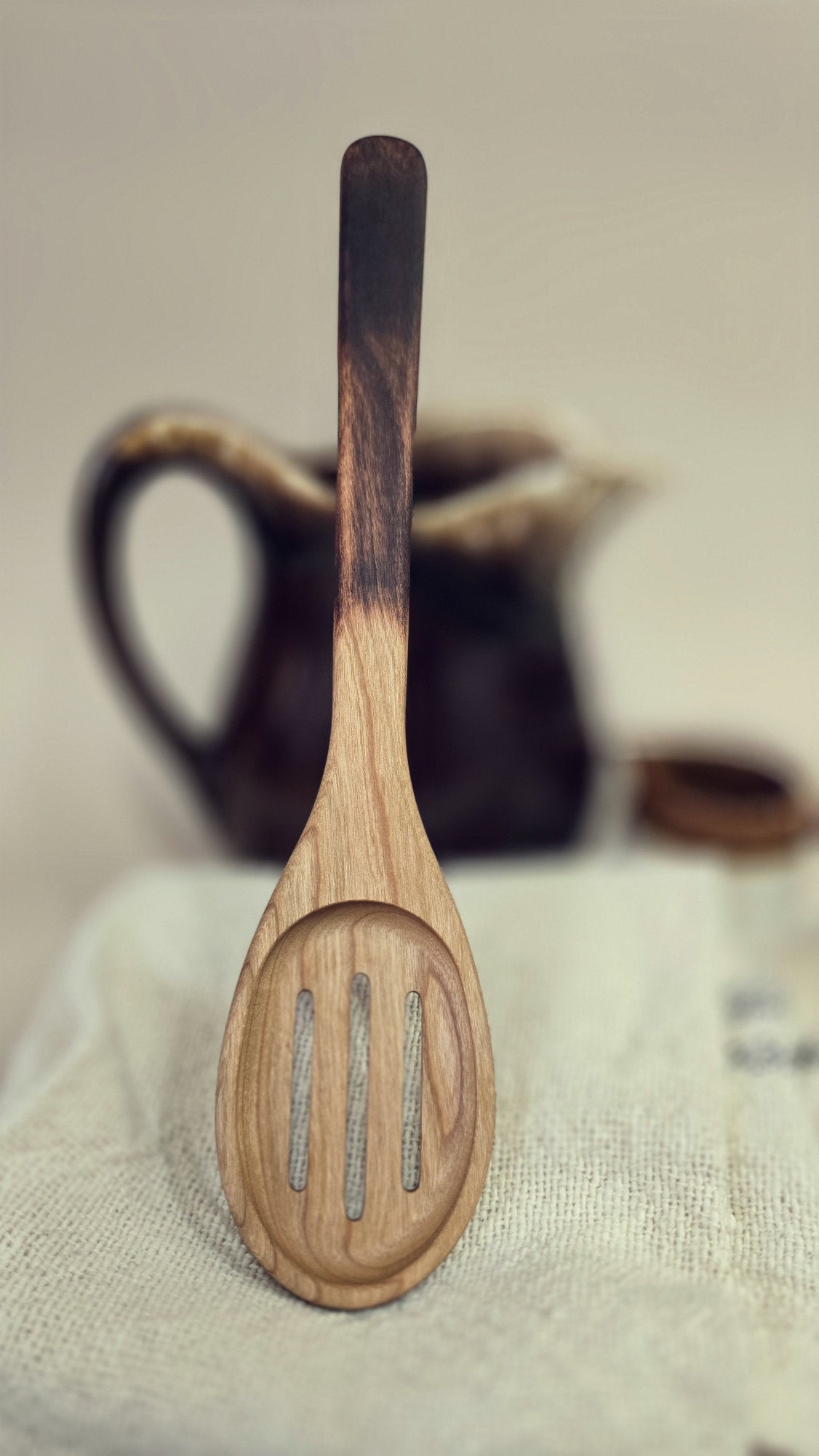 Classic Slotted Spoon - Handmade Cherry Wood Kitchen Utensil